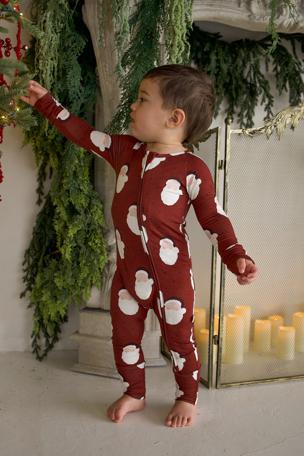 Bamboo Zip Pajamas | Vintage Santa