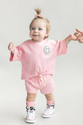 Smiley Shorts Set | Pink Peach