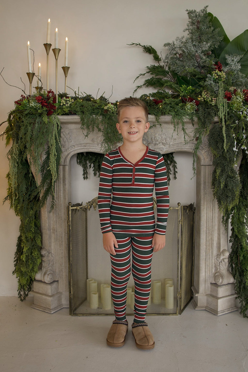 Bamboo Two Piece Pajamas | Holiday Stripe