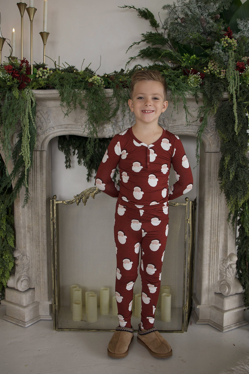 Bamboo Two Piece Pajamas | Vintage Santa