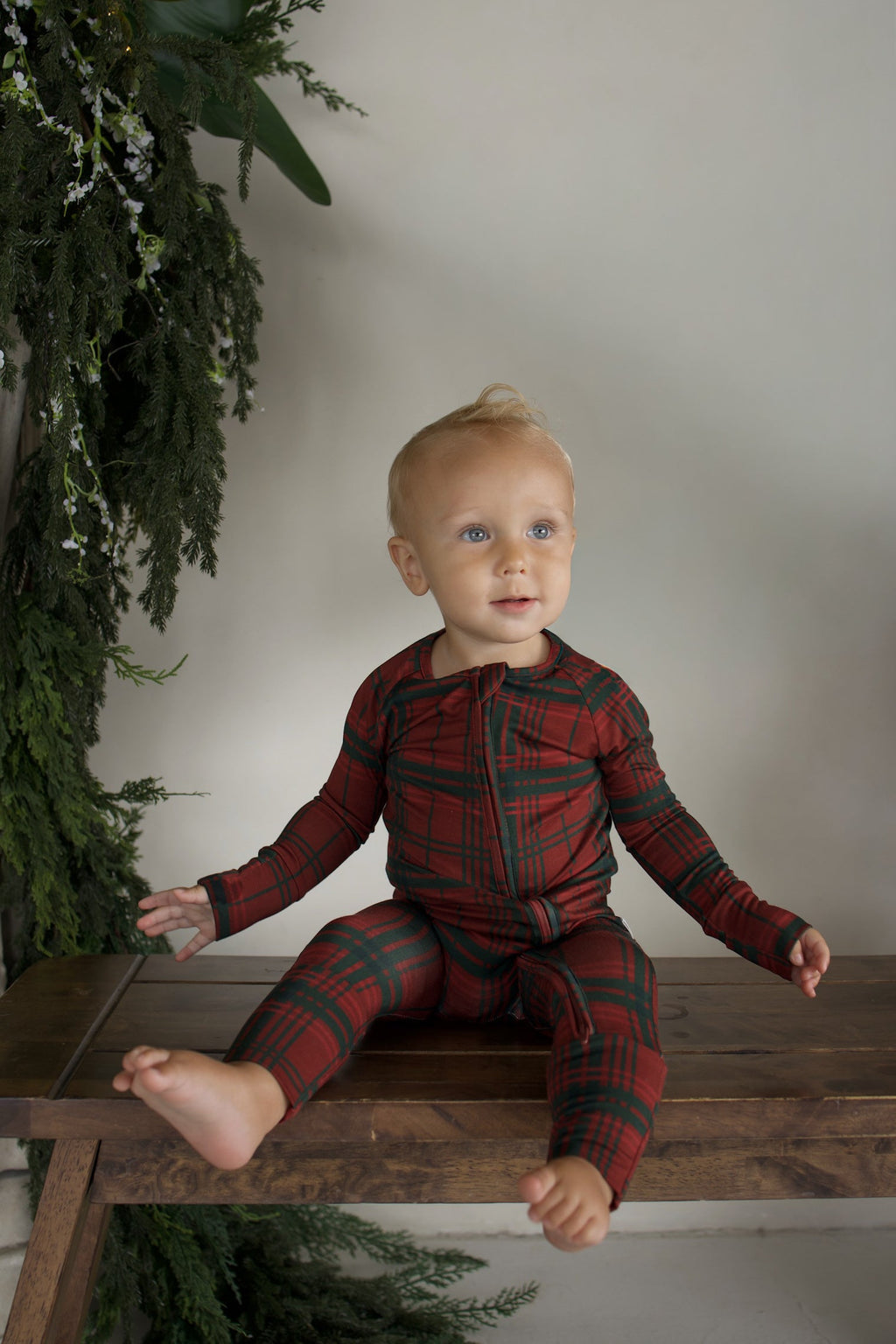 Bamboo Zip Pajamas | Christmas Plaid