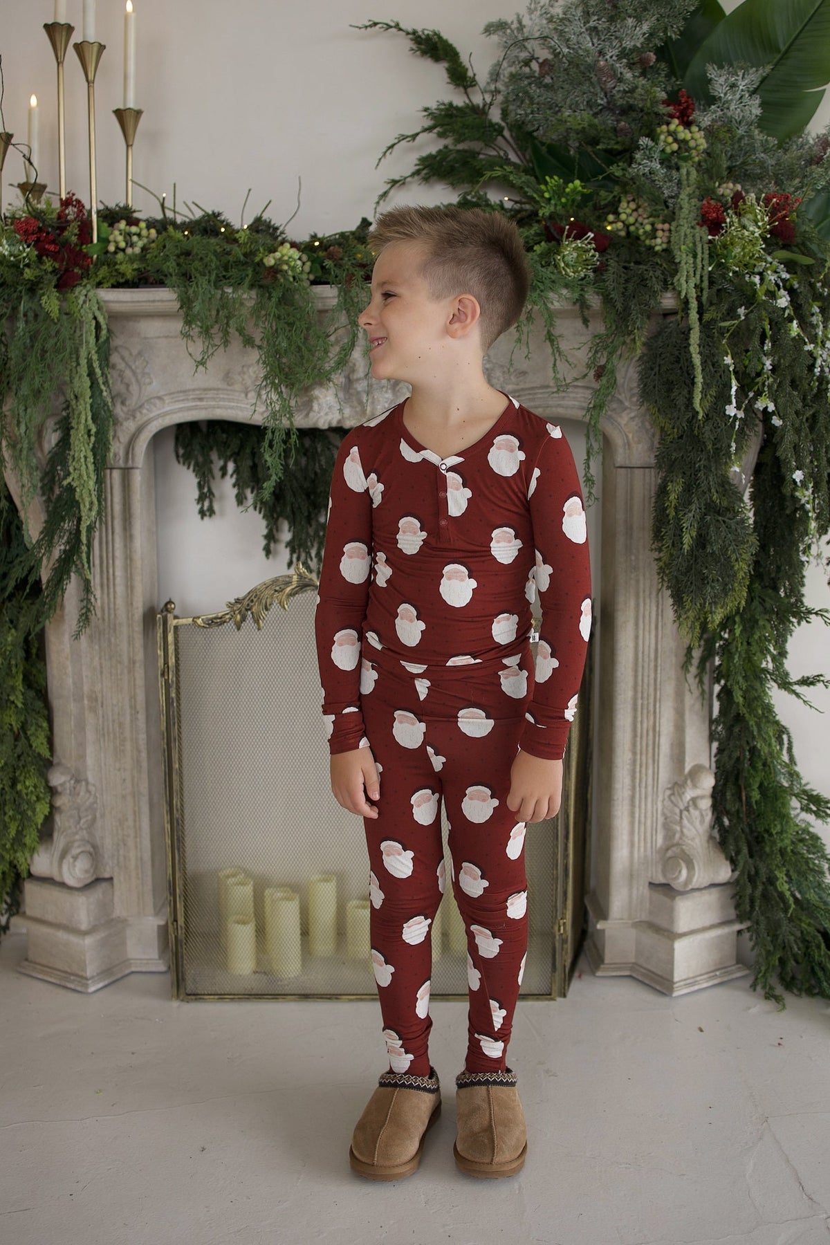 Bamboo Two Piece Pajamas | Vintage Santa