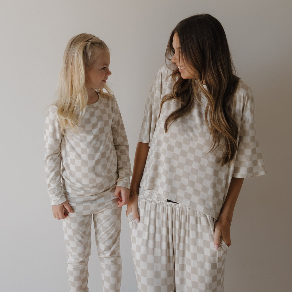 Women's Boxy Tee Lounge Set | Checkerboard